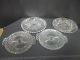 Four Clear Glass Hostess Plates