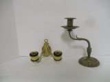 Brass 2 Arm Candleholder Sconce and Heavy Spanish Brass Candlestick