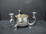 Poole Silver Co. Silverplated Candelabra Centerpiece with Flower Frog