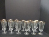 12 Vintage Mikasa Crystal Gold Rimmed Footed Goblets