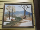 J. Beeley Signed Original Cabin in the Woods Winter Landscape