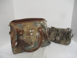 Animal Safari Canvas Tote Purse and Faux Snake Skin Shoulder Bag