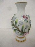Handpainted Porcelain Vase with Applied Flowers