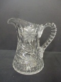 Heavy Crystal Pitcher with Etched Floral Design
