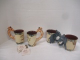 2 Elephant and 2 Giraffe Ceramic Mugs from South Africa