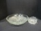 Indiana Glass Co. Diamond Point Salad Bowl and Tidbit Dish in Metal Stand