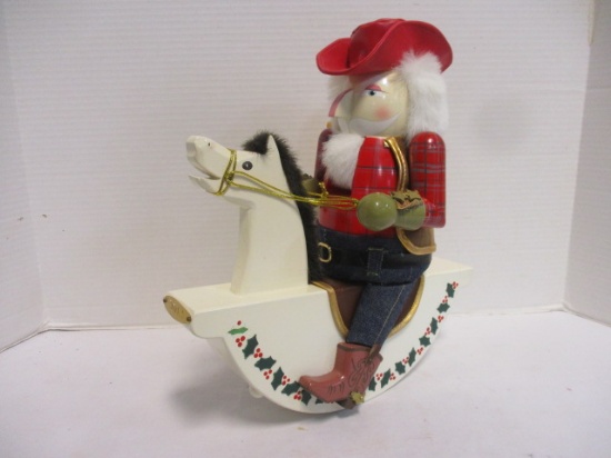 2002 Rocking Horse Cowboy Nutcracker with Toy Sack