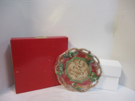 Fitz and Floyd Classics Christmas Lodge Canape Plate in Original Box