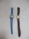 Lorus Mickey Mouse Quartz Wrist Watch and Wallace Berrie & Co. Smurf Digital Watch