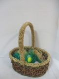 Woven Basket with Eight Stone Eggs