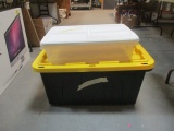 27 Quart Black Plastic Tote and Clear Totes with Lids