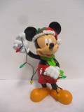 Santa Hat Mickey Mouse Sculpted Light Up Figure