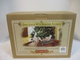 2002 Grandeur Noel Glass Sleigh with Reindeer Figure in Original Box