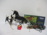 Breyer Horses Black and White Pinto Pony with Bridle, Rearing Black Unicorn,