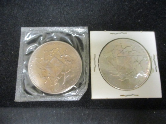 Lot of (2) 1974 New Zealand Comm. Commonwealth Games Silver Dollars