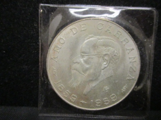 1959 Mexico 5 Pesos Silver UNC. Coin