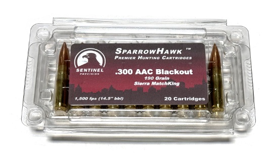 NIB 20rds. of .300 AAC Blackout 190gr. Sierra MatchKing Premium Ammunition