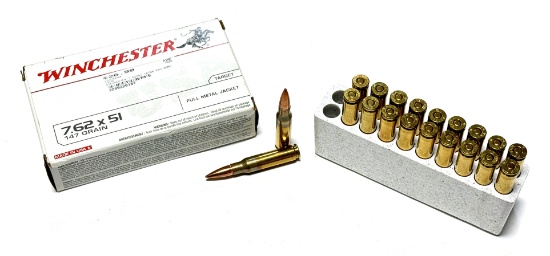 NIB 20rds. of 7.62x51mm (.308 WIN.) 147gr. FMJ Winchester Ammunition 