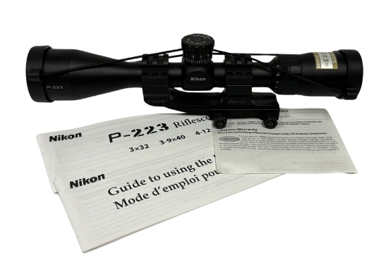 Nikon P-223 3-9x40 Rifle Scope on Burris P.E.P.R. Mount