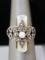 Sterling Silver Ring with Mother of Pearl and Marcasite Stones