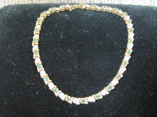 10k Gold 7" Emerald Tennis Bracelet