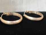 14k Gold Etched Hoops