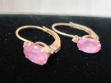 14k Gold Earrings with Pink Stone