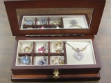 Danbury Mint Necklace and Heart Pendant Set in Wood Box