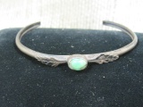 Silver Cuff Bracelet with Turquoise Stone