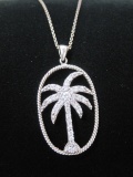 Sterling Silver Chain with Crystal Palmetto Tree Pendant