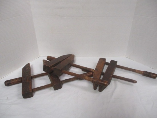 3 Antique Wood Clamps