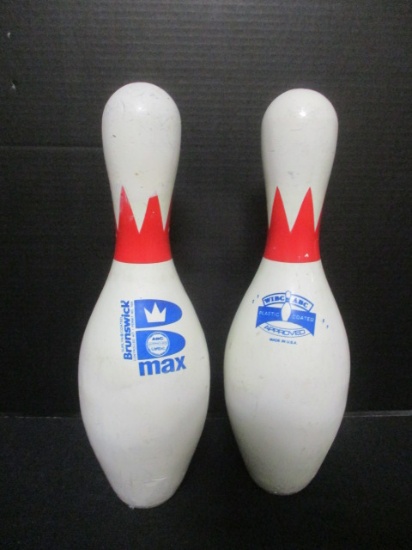 2 Vintage Brunswick Max Wood Pro Bowling Pins