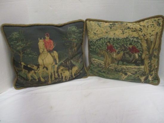 2 Hunt Scene Tapestry Pillows