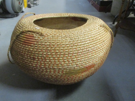 Large Vintage Native Hanging Coil Basket