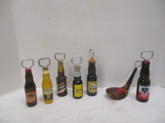 Collection of 7 Vintage Wood Bottle Openers