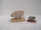 2 Sea Stones Mounted Stones on Wood - Made in USA