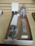 Lot of 4 Chrome and Glass Light Fixtures