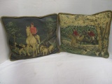 2 Hunt Scene Tapestry Pillows