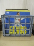 Crate of Vintage LP Records - Elvis, Village People, Nat King Cole, etc.