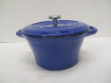 Blue Enamel Cast Iron Covered Pot