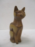 Carved Solid Wood Cat Sculpture