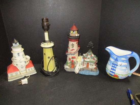 Lighthouse Lamps & Pitcher