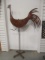 Vintage Cut Steel Rooster Yard Art with Stand