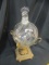 Glass Orb Decanter with Rooster Stopper in Metal Stand