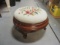 Round Footstool with Embroidered Floral Cushion