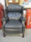 Hancock & Moore Navy Leather Wing Back Recliner