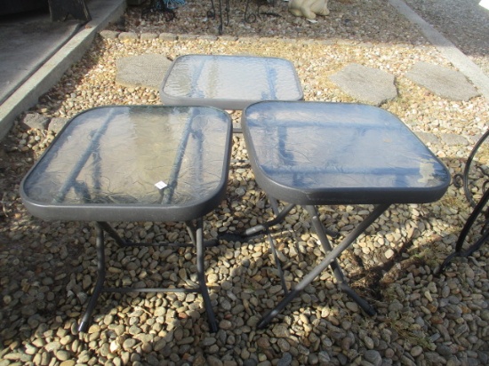 Three Folding Outdoor Aluminum Side Tables