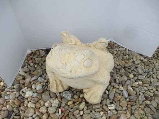 Painted Concrete Frog Yard Statue