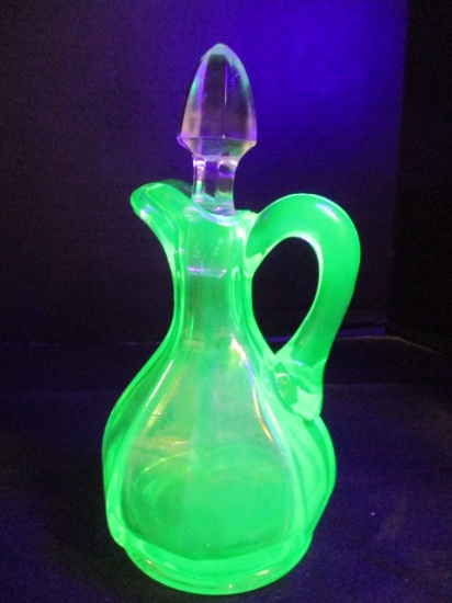 Green Vaseline/Uranium Glass Cruet