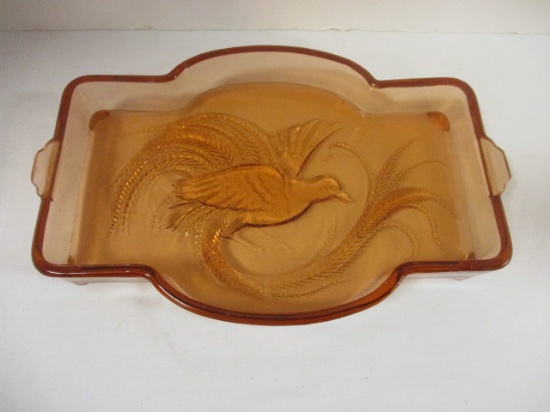 Vintage Indiana Glass "Bird of Paradise" Vanity Tray